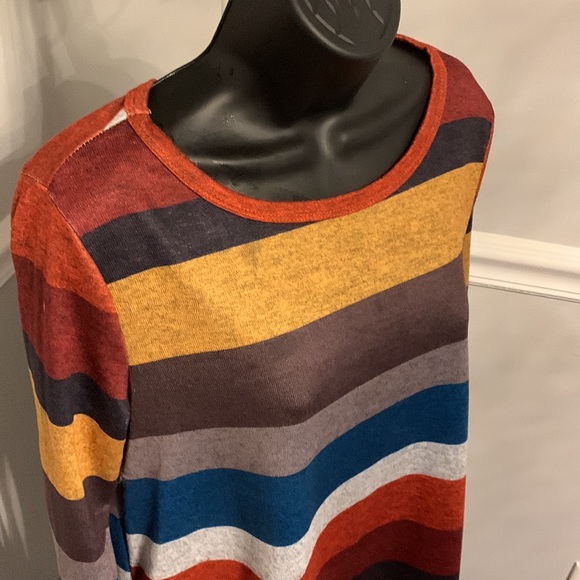 Striped Sweater Knit A-Line Dress Size L - Picture 2 of 8